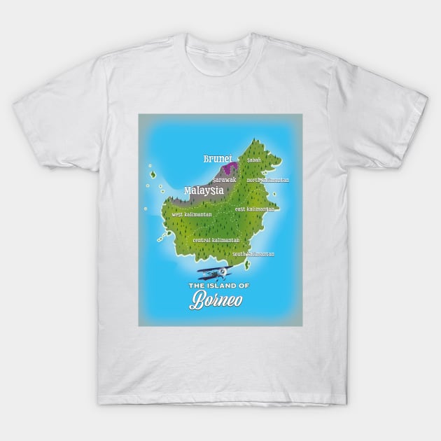 Borneo Map T-Shirt by nickemporium1